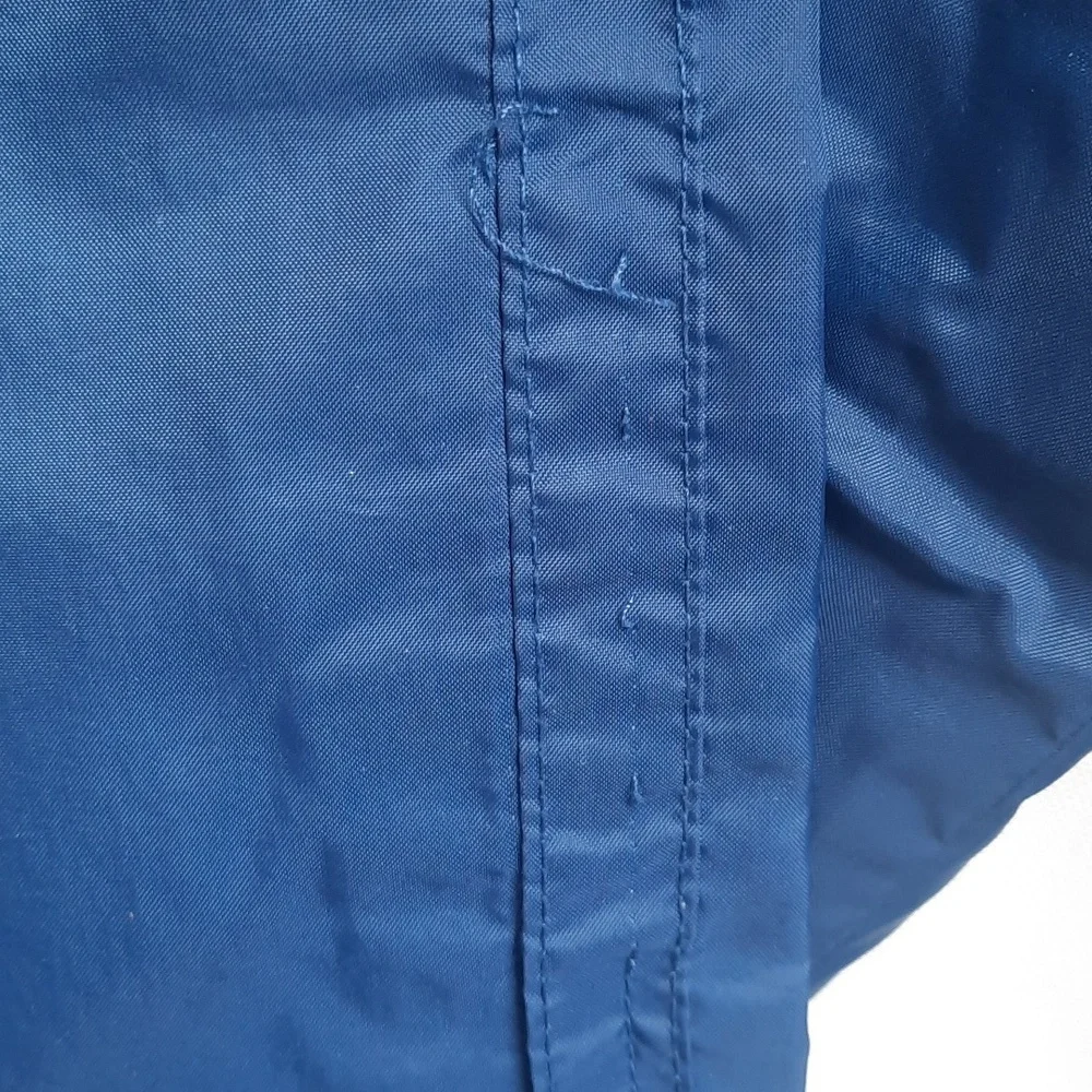 Nike Lined Windbreaker Pants Men Medium Navy Blue Warm-Ups Nylon Swoosh Zip Y2K